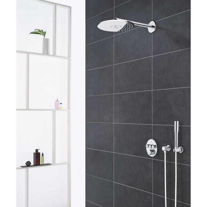 GROHE Grohtherm Triple-Function Shower Thermostatic Valve Trim Kit, Moon White
