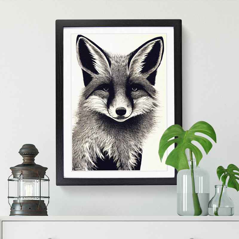 FRM-V0523-1022X Fox Expression 1 Piece Wall Art, 34cm H x 25cm W, Black Framed