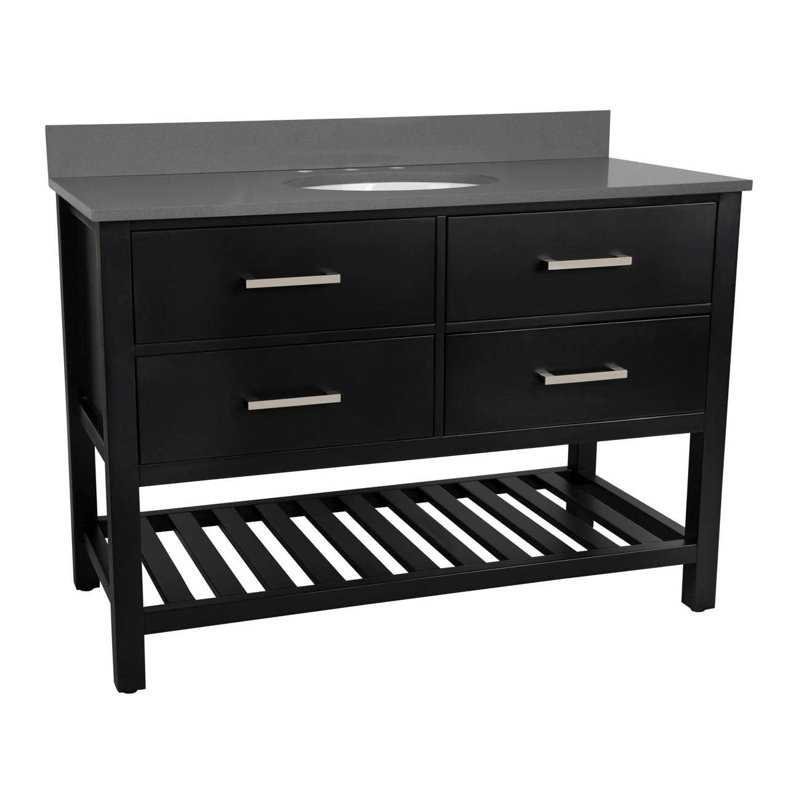 Ensemble de meuble-lavabo double l 48 po x P 22 po x H 34 po, Noir