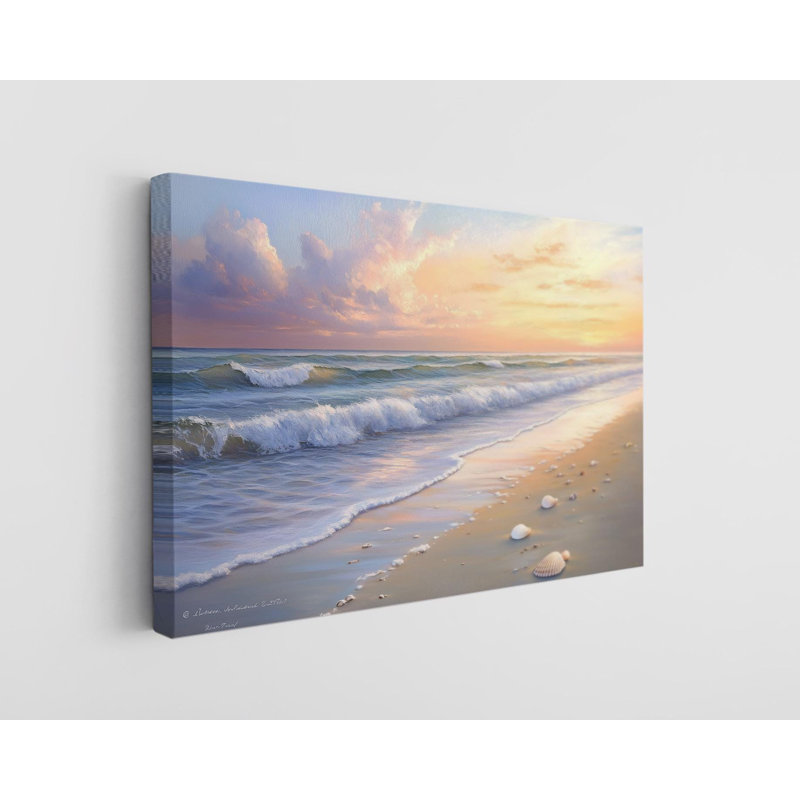 Reproduction d'art sur toile Tranquil Ocean Sunset Beach, H 16 po x l 24 po