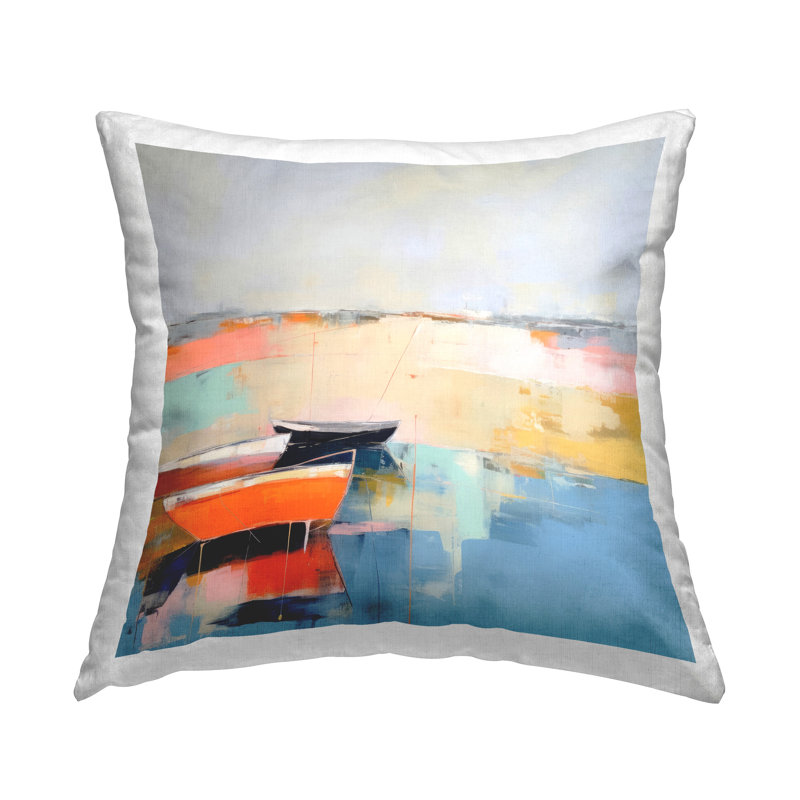 Coussin décoratif imprimé Vivid Boat Abstraction par Irena Orlov