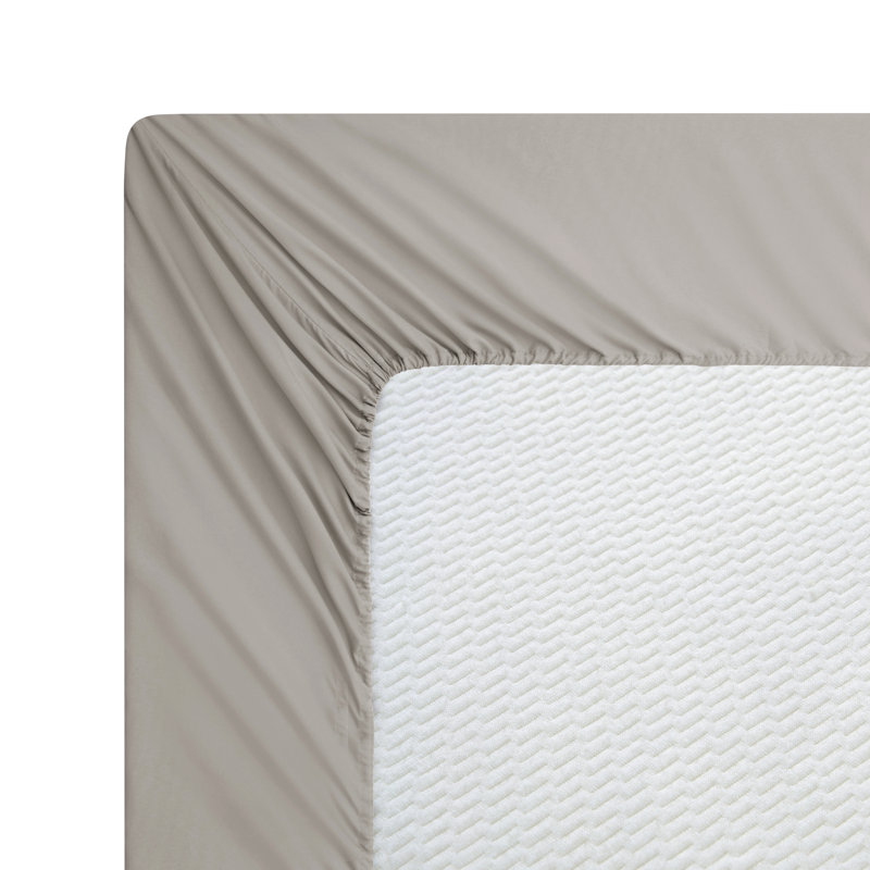 Ensemble de draps en coton 4 pièces avec 2 taies d'oreiller en coton percale uni standard 4 pièces Marina, Taupe