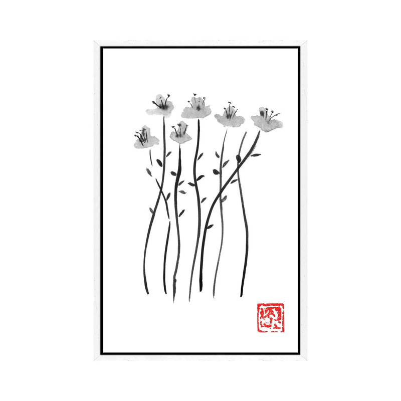 Sakura Lines 1 Piece Painting on Canvas, 66.04 cm H x 45.72 cm W, White Framed