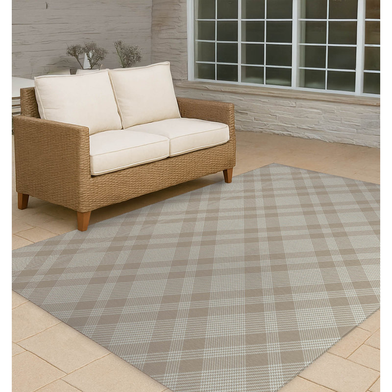Lily Tartan Non-Slip Outdoor Rug, Rectangle 4' x 6'