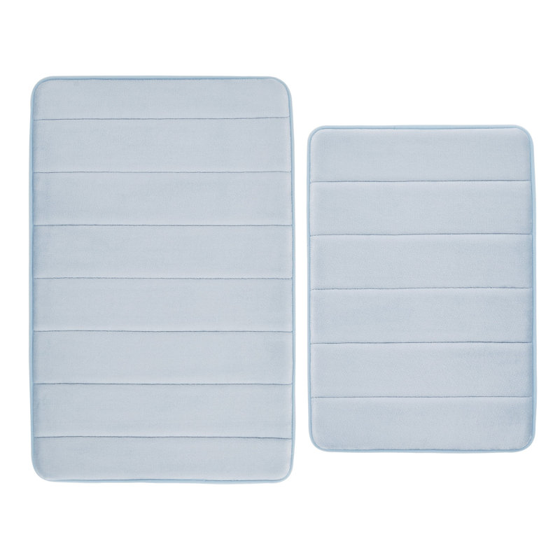 Ensemble de 2 tapis de bain en mousse viscoélastique, Bleu