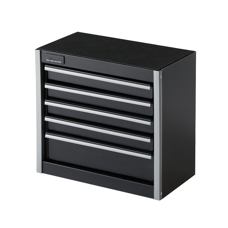 Boîte à outils portative noire de 8,6 pouces avec 5 tiroirs, convenant au bureau et à la chambre à coucher, rangement multifonctionnel, boîte en métal avec rails de tiroir lisses, bijoux de rangement noirs et efficaces, couche
