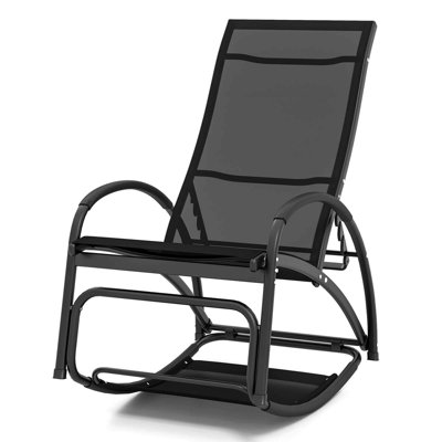 Arlmont & Co. 1 Pcs 2-in-1 Outdoor Rocking Chair With 4-position Adjustable Backrest Curved Armrests