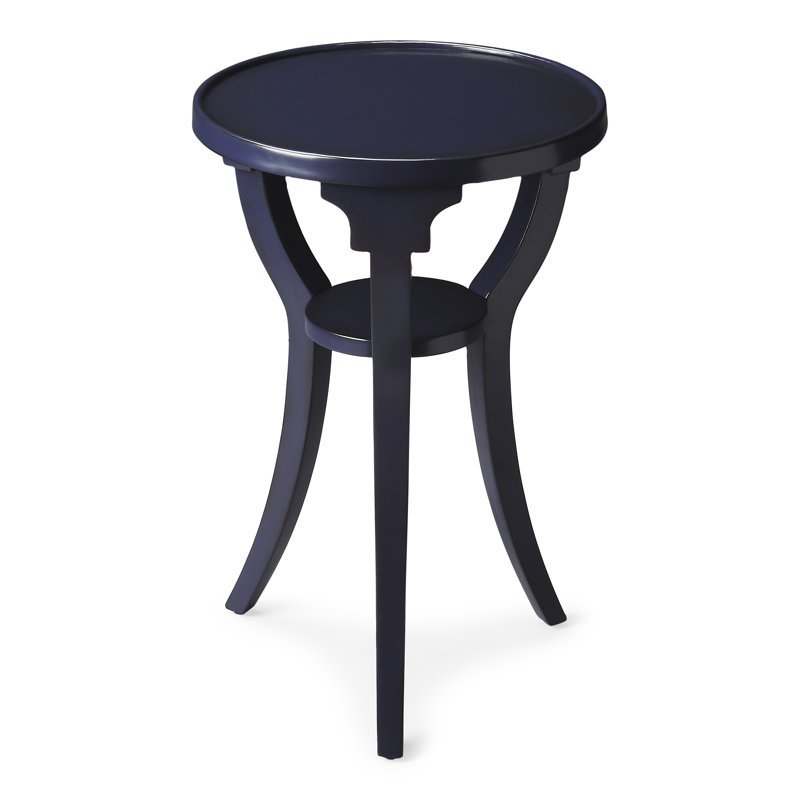 Table de bout ronde 24 "en bois manufacturé beige avec tablette, Bleu