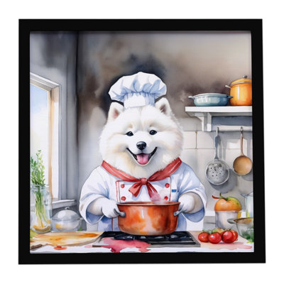 Samoyed The Chef Framed Metal Print