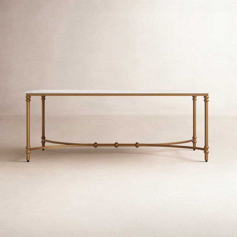 Libertine Genuine Marble and Metal Coffee Table, Gold 