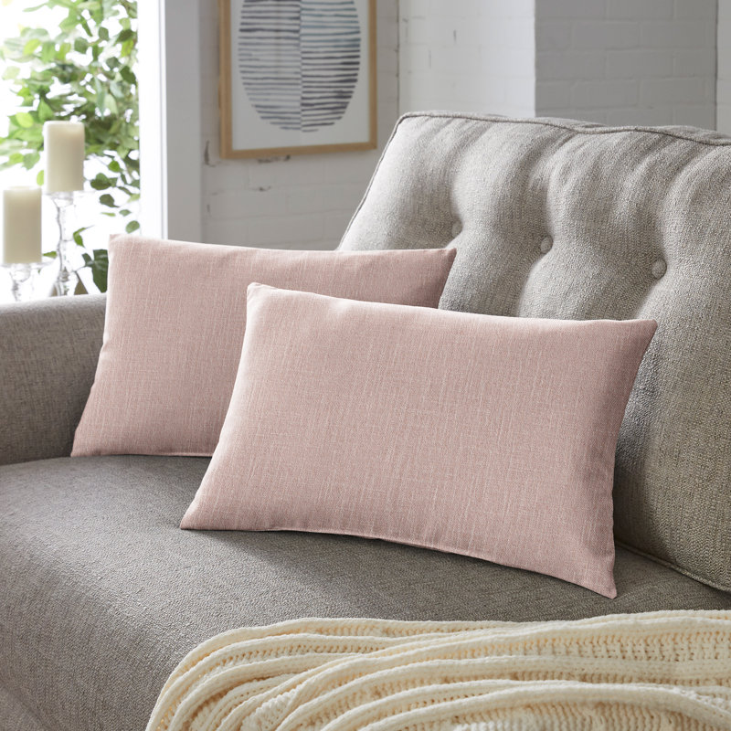  Housse de coussin rectangulaire en polyester, Rosé, 12 po x 24 po