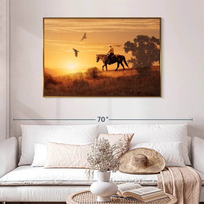 Lonely Cowboy, 46 po x 31 po, Cadre flottant doré