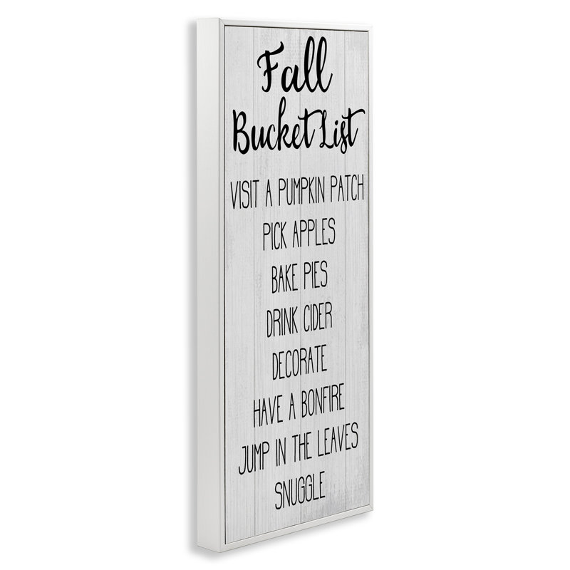 «Fall Bucket Goals Sign», estampe numérique par Daphne Polselli, Giclée encadrée blanc bord de mer, H 24 po x l 10 po