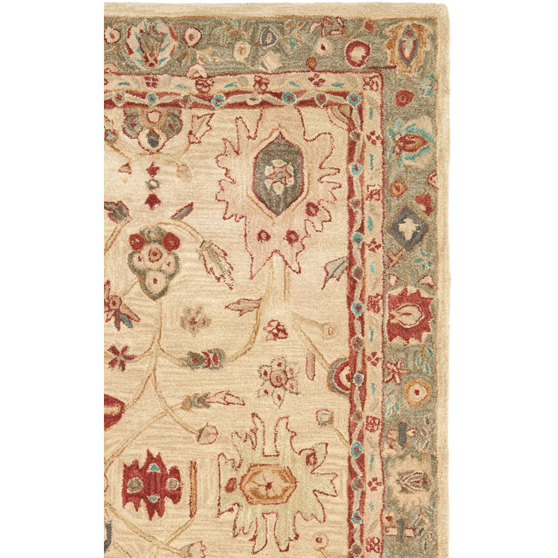 Tapis beige en laine Tingley, Tapis de couloir 2 pi 3 po x 10 pi