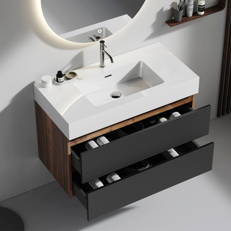 Meuble-lavabo 36 po avec lavabo, Noir, noir, noir, noir, Blanc