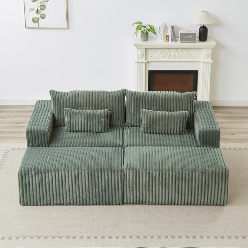 Fauteuil inclinable moderne pour 2 personnes, Velours côtelé vert armée