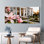 «Magnolia Flowers and Classical Mansion», reproduction d'art sur toile tendue sur toile, ensemble de 3