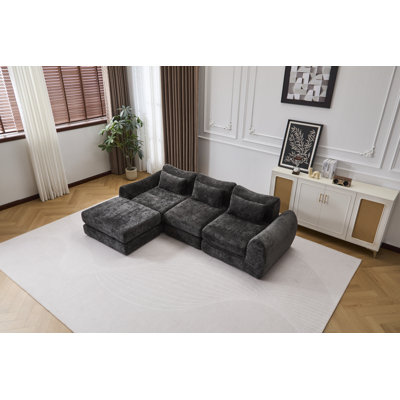 104.72 Inch Modular Sectional Sofa 3 Seat Chenille Fabric Compression Sofa Cloud Couch For Living Room Apartment Bedroom Free Combination Modular Furniture