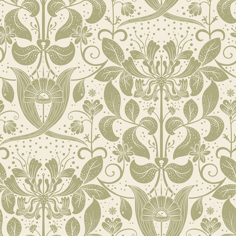Ingrid Floral Wallpaper Roll, Olive