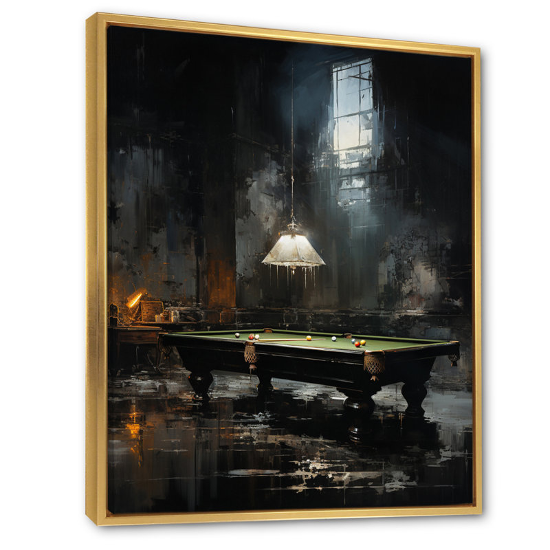 Art sur toile Billard, H 32 po x l 16 po x P 1 po, Cadre flottant doré