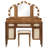 Makeup Vanity with Lighted Tri Fold Mirror and Charging Station with Stool and Solid Wood Legs-286465783