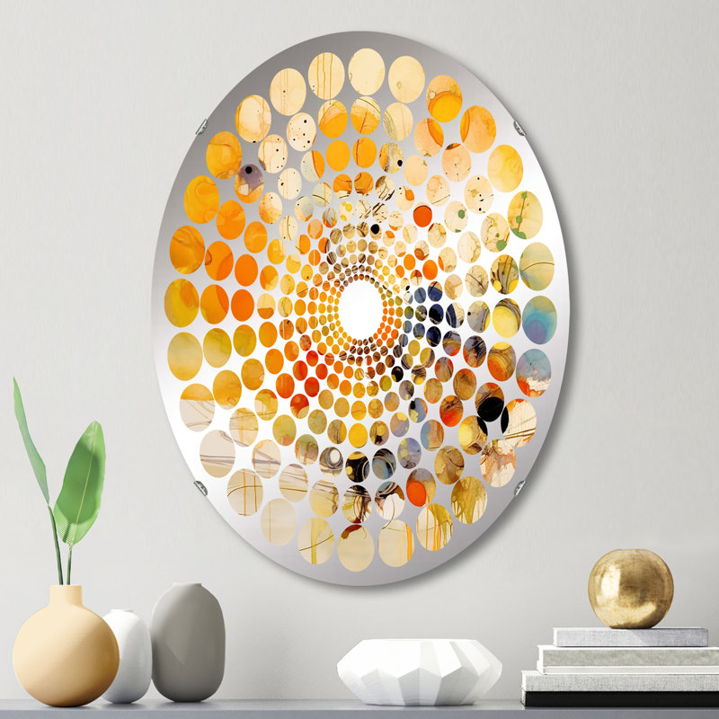 Miroir mural abstrait abstrait et orange, L 20 po x H 30 po