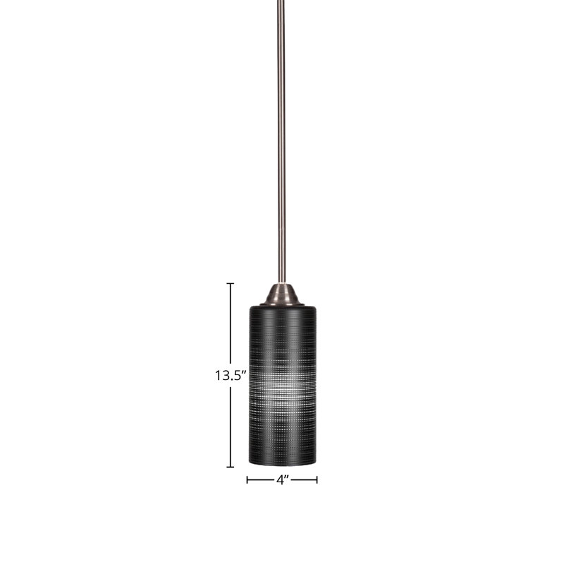 Ahern Stem Hung Pendant With 4" Glass, 13.5" H x 4" W x 4"D, White, Brushed Nickel