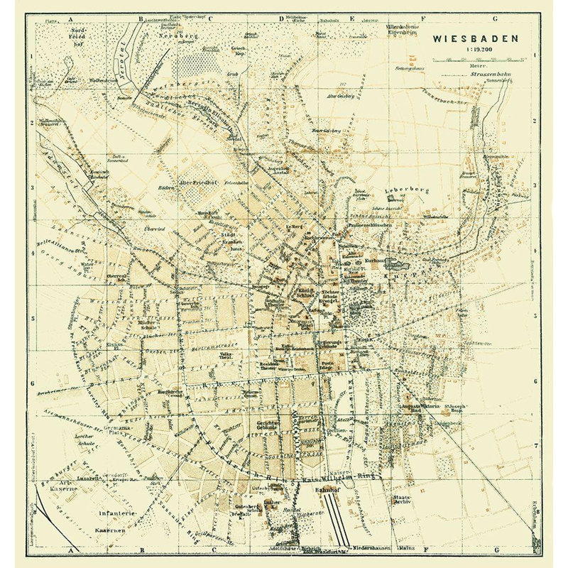 Art sur toile tendue Trent Austin Design® Baedeker, titre: Wiesbaden, H 29 po x l 28 po