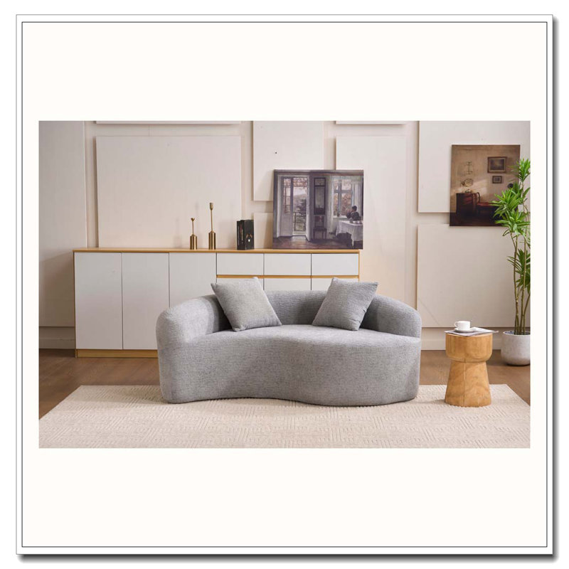 Canapé modulaire courbé en chenille, Gris clair