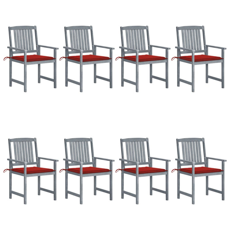 Chaise de patio avec coussins, Rouge, Gris