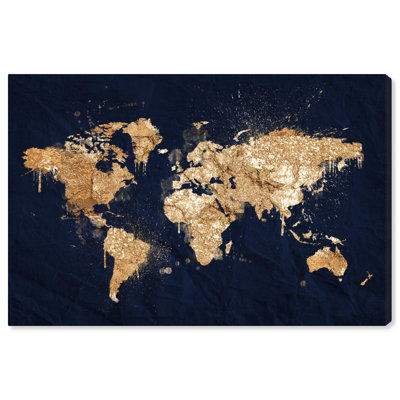 Mapamundi Metallic World Splash Modern - cadre photo, impression