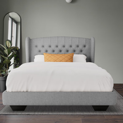 Lit tapissier en tissu, base de lit à hauteur réglable capitonnée