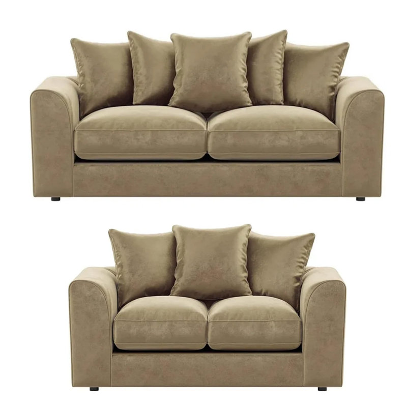 5 Seater Velvet Sofa, Beige