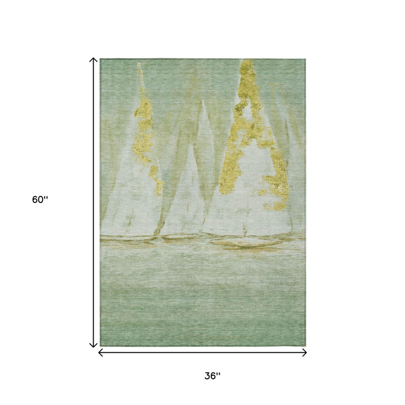 Tapis intérieur / extérieur 3 pi x 5 pi vert et doré