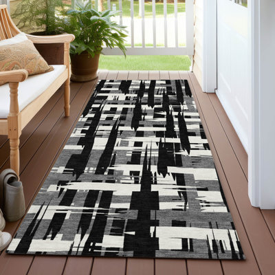Tapis noir intérieur / extérieur lavable à la machine