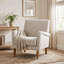 Fauteuil rembourré en polyester de 72 cm de large avec pieds en bois massif-1835734301