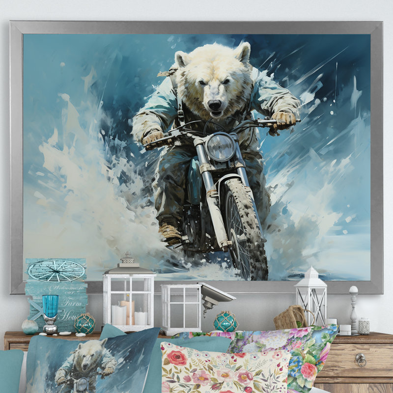 «Snow Bears», impression sur toile, Cadre simple argenté, H 30 po x l 40 po x P 1,5 po