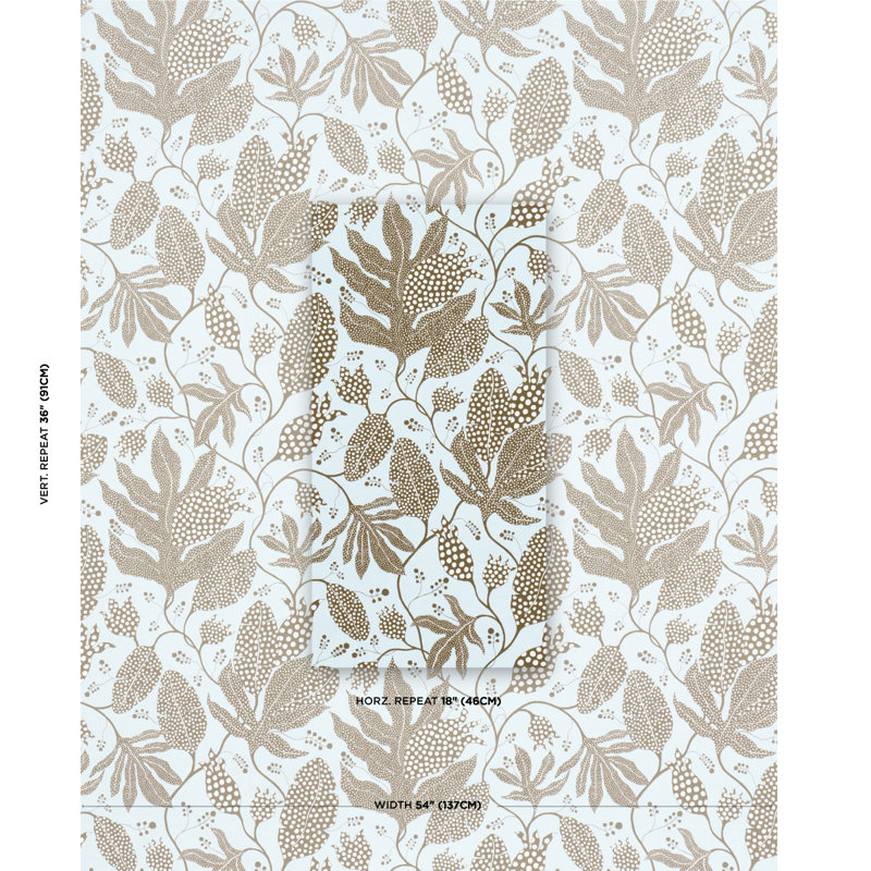 Schumacher x Marian Mcevoy Polka Dot Jungle Wallpaper, Brown & Sky