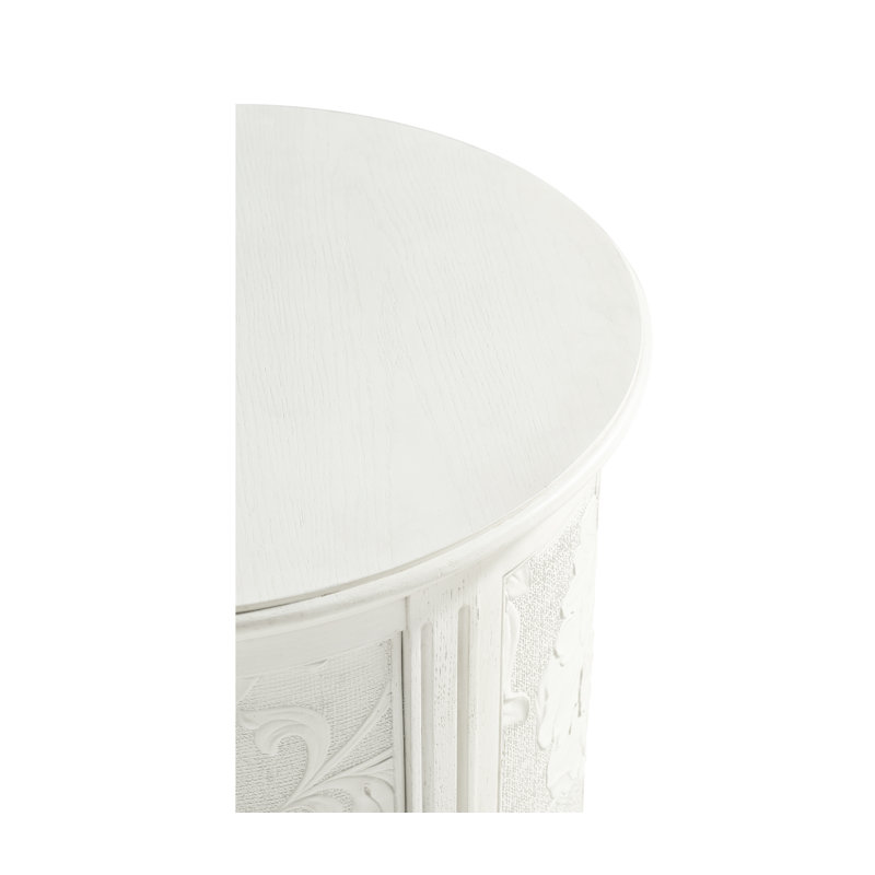 White Solid Wood End Table