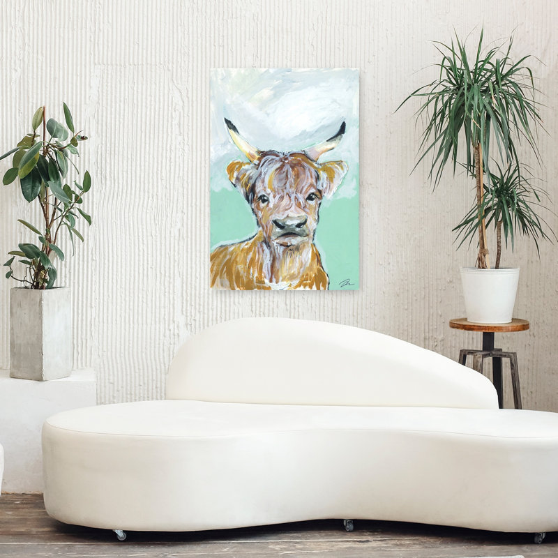 Portrait de vache Longhorn, H 36 po x l 24 po