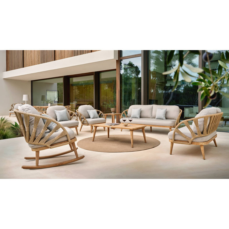 Krabi Outdoor Teak Lounge Chair, Canvas Canvas Sunbrella® Canvas