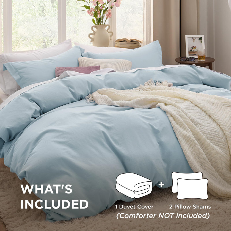 Ensemble de housse de couette Litsure, Housse de couette grand et 2 taies décoratives, Bleu ciel
