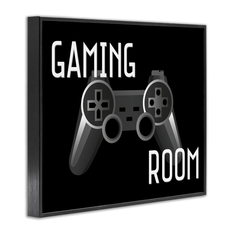 Giclée encadrée de contrôleur de jeu noir, design par Kim Allen, H 11 po x l 14 po, Giclée encadrée noir minuit