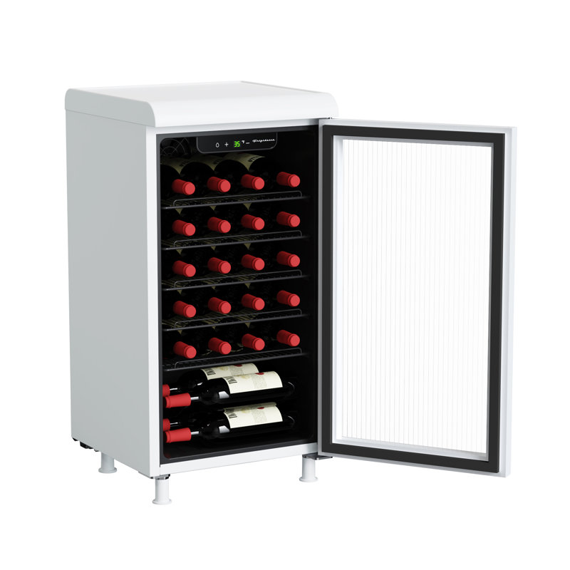 Frigidaire 3.1 Cu. ft. Retro Beverage Cooler with Tempered Glass Door, 117 Can Capacity Beverage Fridge with Built-in Bar Top, White