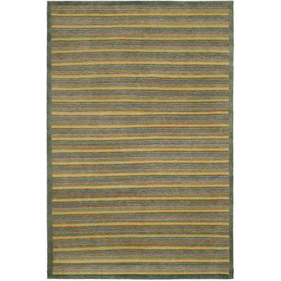 Bernick Tibetan Hand Knotted Green Area Rug