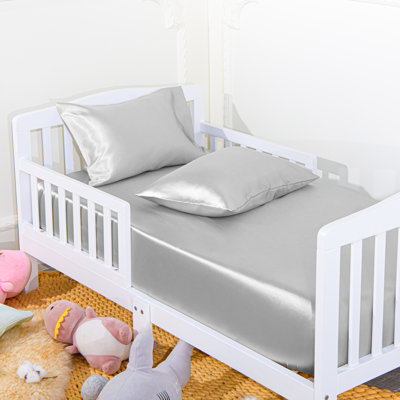 Fitted Crib Sheet, Silk Satin for Standard Crib and Toddler Mattresses, Super Soft, 28x52 Inches - NTBAY