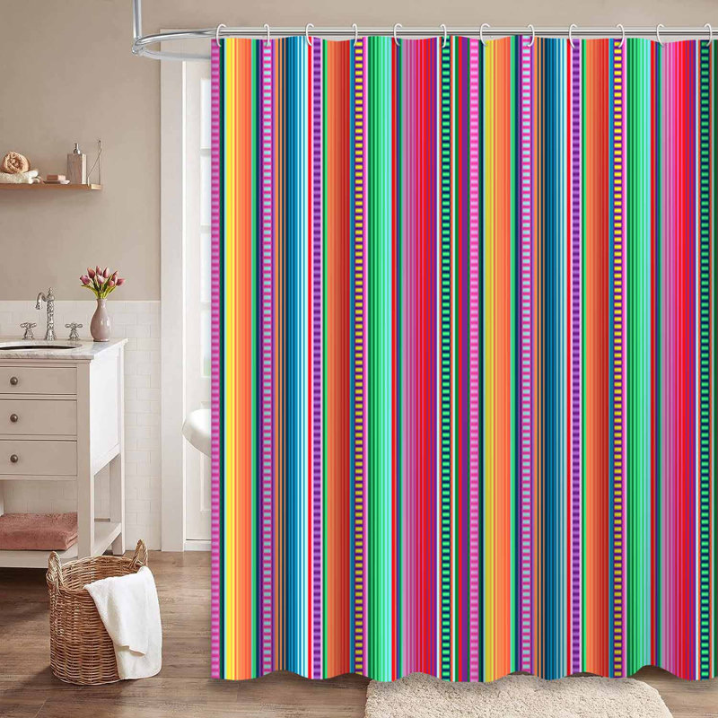 Rideau de douche mexicain en tissu mexicain avec 12 crochets, L 72 po x l 78 po