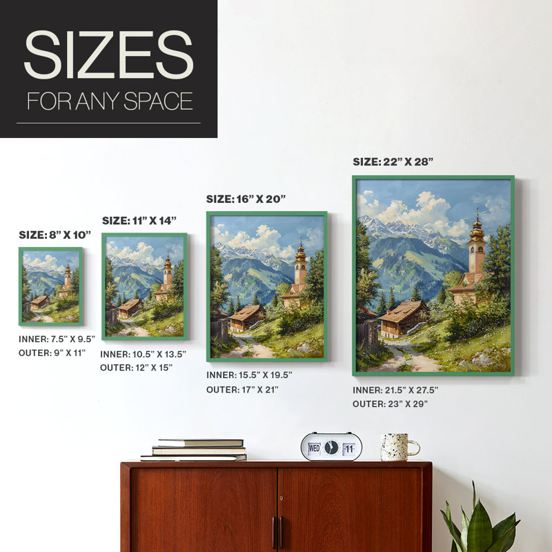 «LANDSCAPES Series CECLxxvii», reproduction d'art encadrée - bois massif, H 15 po x l 12 po, Vert