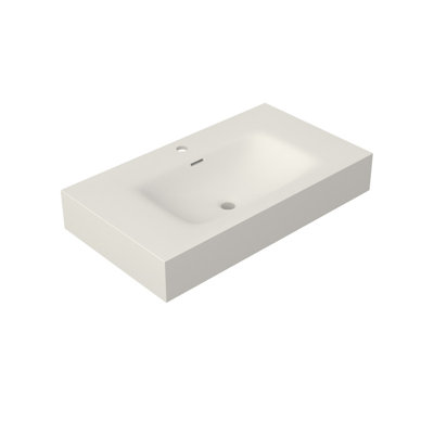 Casainc 18.11 Matte White Rectangular Bathroom Sink with Overflow