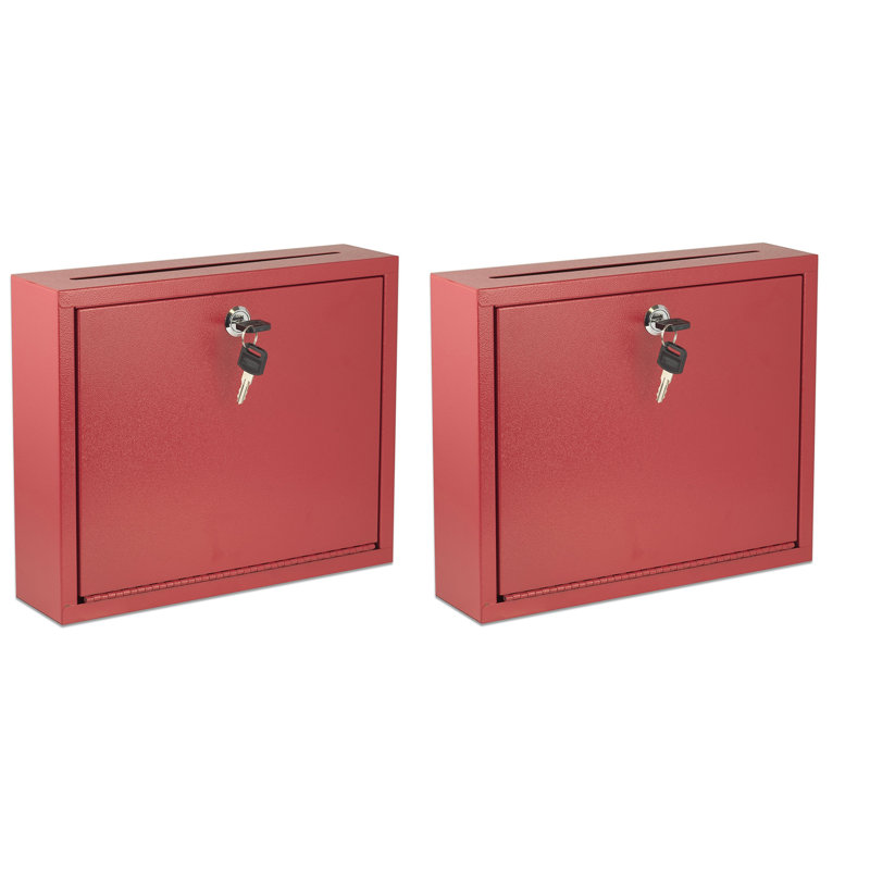 Steel Drop Box Secure InterOffice Mailbox, Red